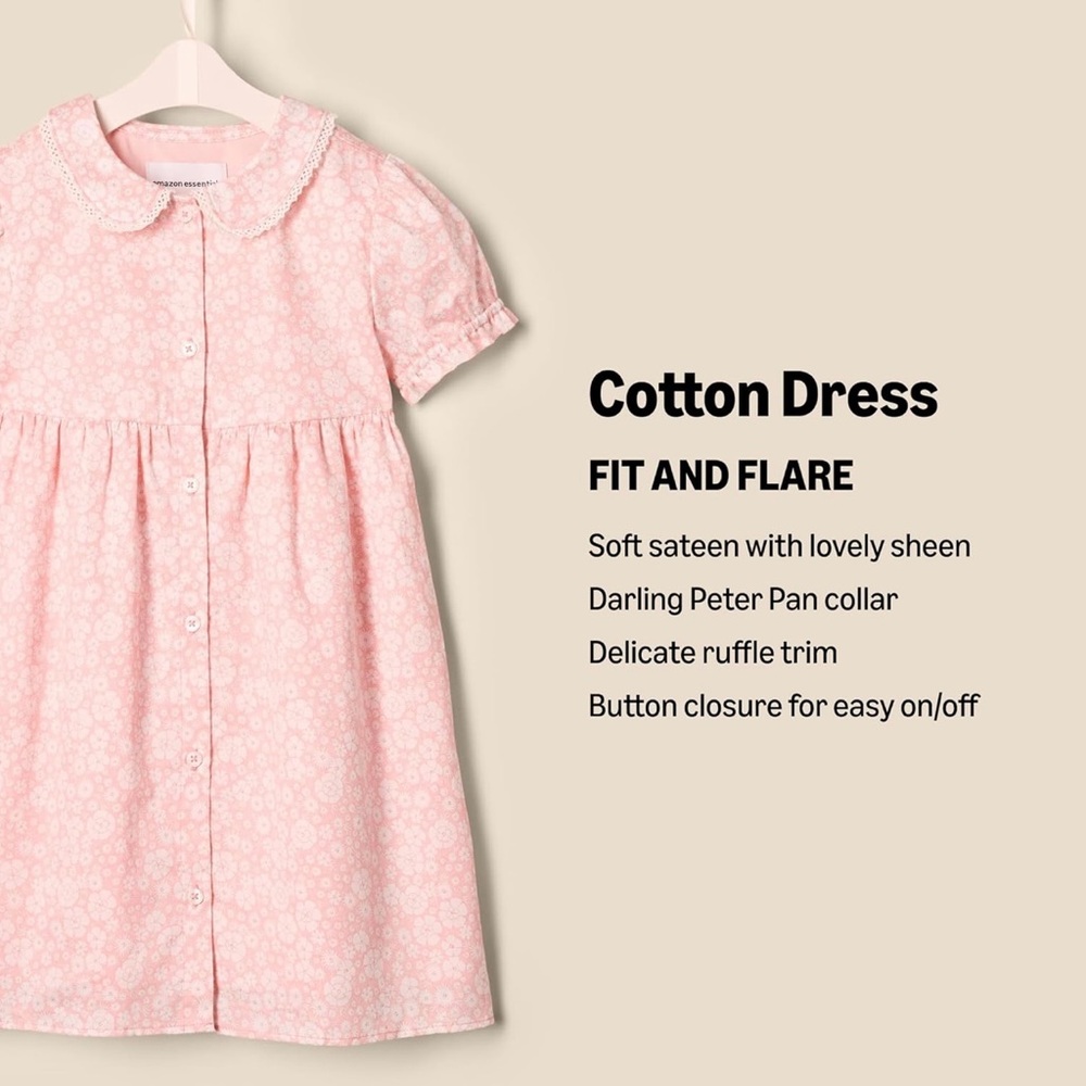 Amazon Essentials Pink Floral Kids Dress